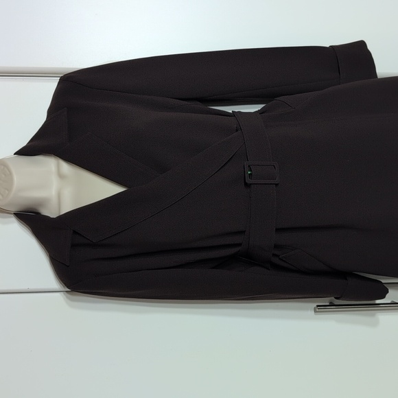 JONES NEW YORK Brown Tuxedo Wrap-Around Long Sleeve Dress  Size 4 - Picture 2 of 12